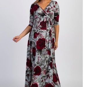 PinkBlush Maternity Grey Rose valentine Maxi M